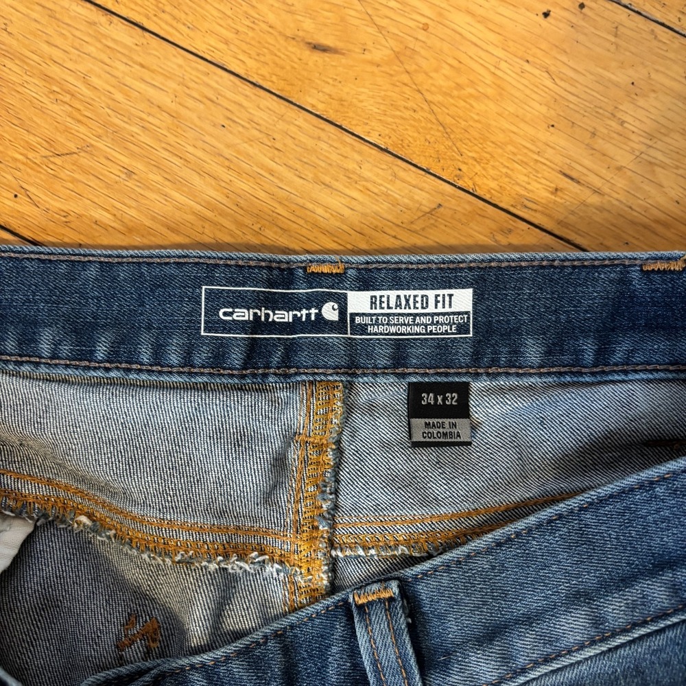 Carhartt Force Stretch Denim Jeans Mens 34x28 Workwear Relaxed - Picture 3 of 11